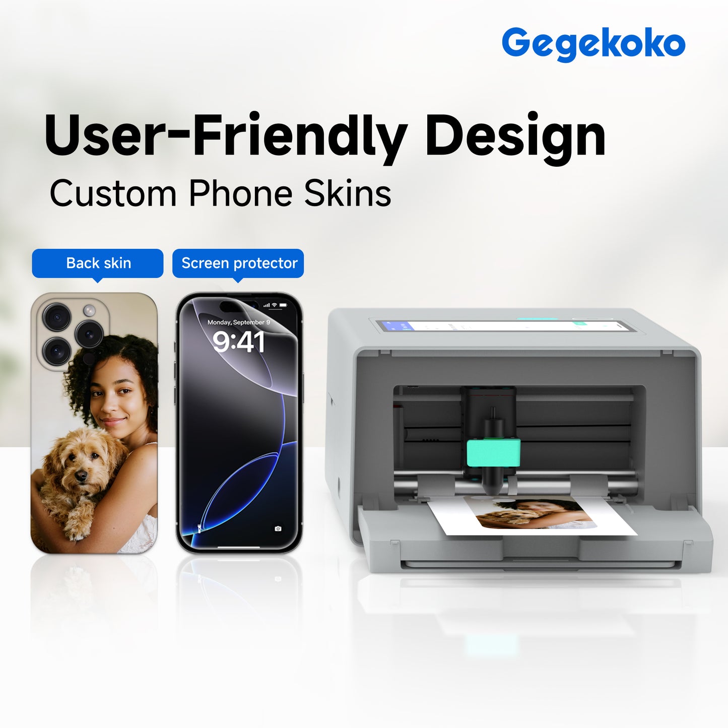 Gegekoko DHP710 Custom Phone Skin Maker, All-in-One Printer and Cutter Machine for Personalized Mobile Skins, Wireless Smart APP Control, Dye-Sub Tech for Scratch-Proof & Fade-Proof Protective Decals