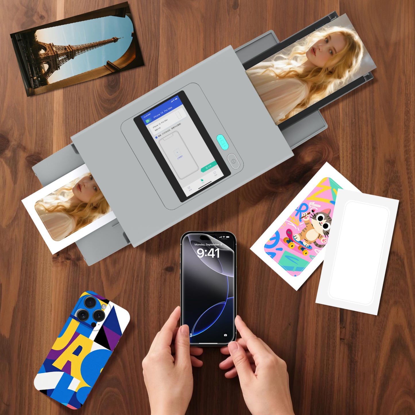 Gegekoko DHP710 Custom Phone Skin Maker, All-in-One Printer and Cutter Machine for Personalized Mobile Skins, Wireless Smart APP Control, Dye-Sub Tech for Scratch-Proof & Fade-Proof Protective Decals