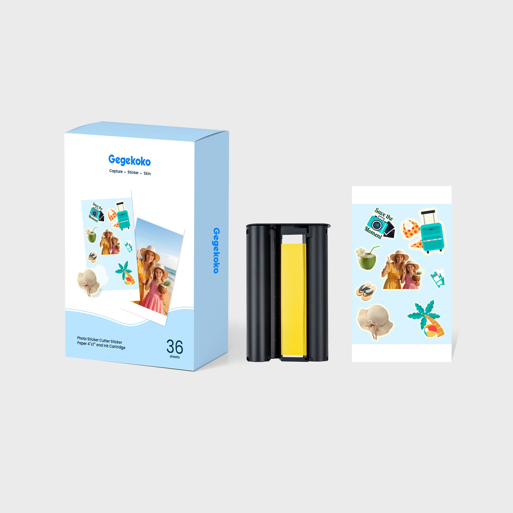 Photo Sticker Printer Cutter Sticker Paper & Ribbon Cartridge Set ...